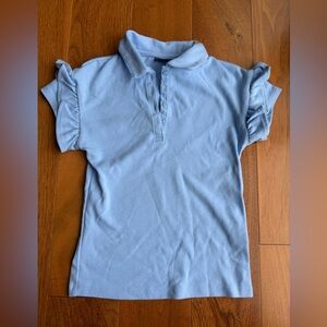 Girl’s Izod Blue Polo Shirt Smooth Cotton Blend -size 7/8